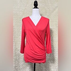 Maxmara Soft Jersey Faux Wrap 3/4 Sleeve Tops